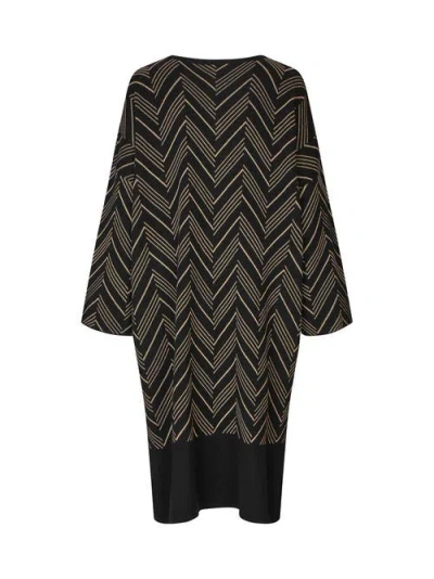 Masai Copenhagen Manuska3/4 Sleeve Loose Fit Midi Dress In Black