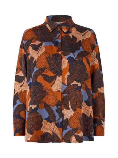 Masai Copenhagen Maifo Long Sleeve Collared Shirt In Brown