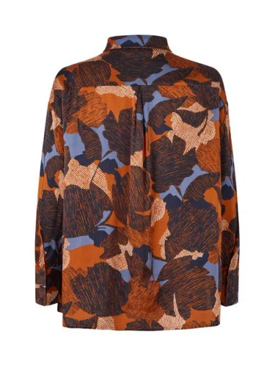 Masai Copenhagen Maifo Long Sleeve Collared Shirt In Brown