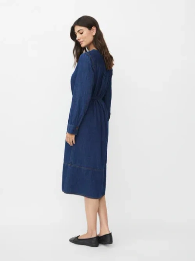 Masai Copenhagen Long Sleeve V-neck Denim Midi Dress In Blue