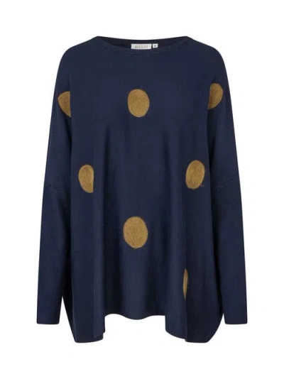 Masai Copenhagen Long Sleeve Round Neck Knit Jumper In Blue