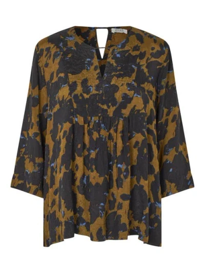 Masai Copenhagen Madurion 3/4 Sleeve Draped Blouse In Multi