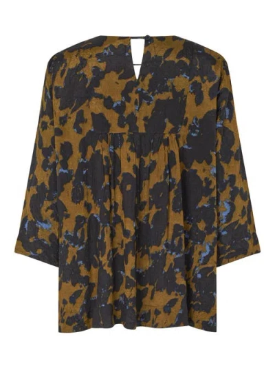 Masai Copenhagen Madurion 3/4 Sleeve Draped Blouse In Multi