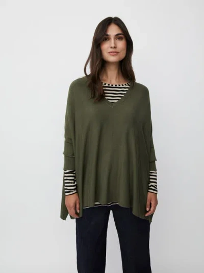Masai Copenhagen Mafosna Long Sleeve V-neck Poncho In Green