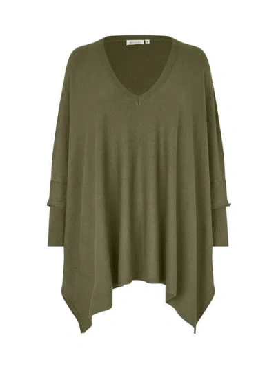 Masai Copenhagen Mafosna Long Sleeve V-neck Poncho In Green