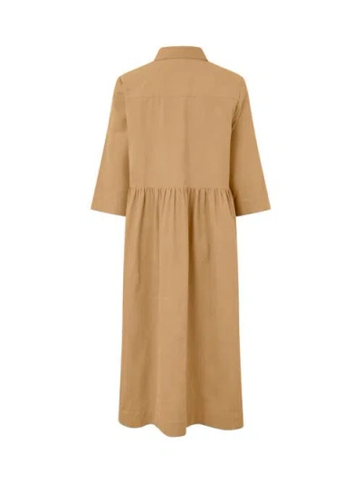 Masai Copenhagen Manynisla 3/4 Sleeve Midi Dress In Brown