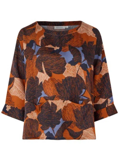 Masai Copenhagen Mabramila 3/4 Sleeve Round Neck Blouse In Multi