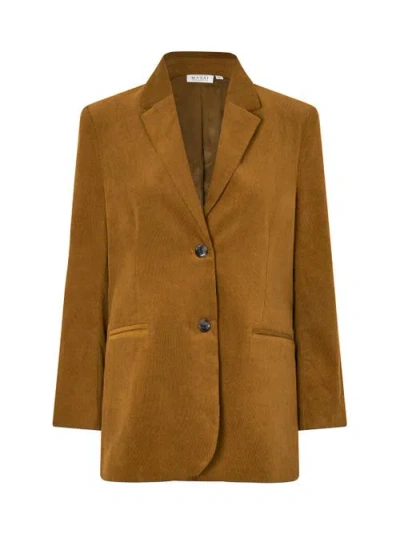 Masai Copenhagen Majaxi Long Sleeve Corduroy Blazer In Brown