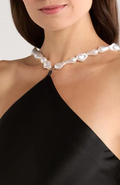 Staud Cadence Beaded Satin Maxi Slip Dress In Black