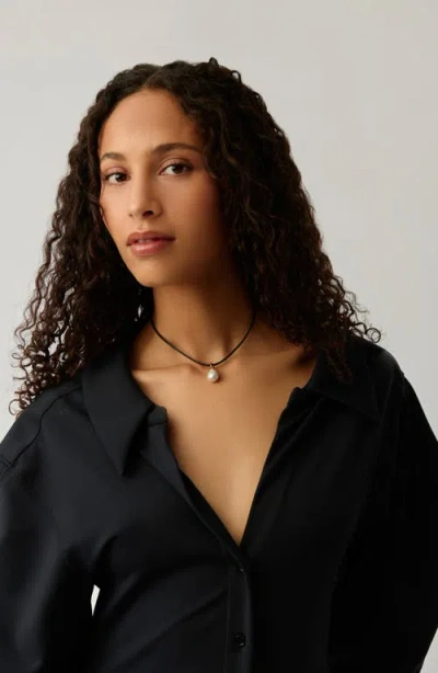 Missoma Cord With Cultured Pearl Necklace In Black