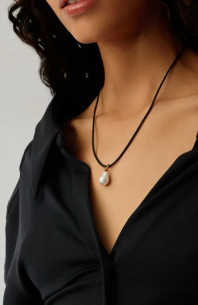 Missoma Cord With Cultured Pearl Necklace In Black
