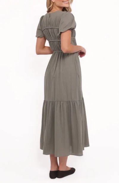 Petal And Pup Petal & Pup Deloria Shirred Ruffle Maxi Dress In Green