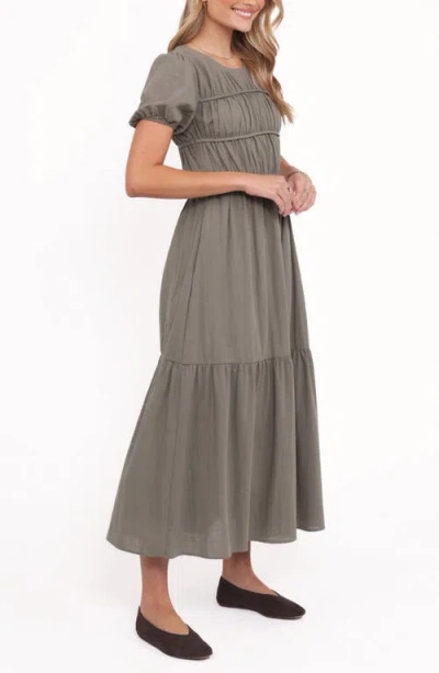 Petal And Pup Petal & Pup Deloria Shirred Ruffle Maxi Dress In Green