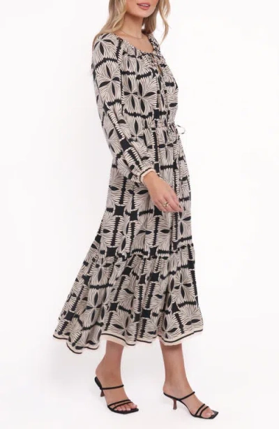 Petal And Pup Petal & Pup Faris Print Long Sleeve Maxi Dress In Black