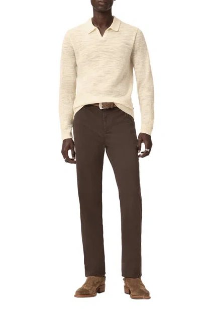 John Varvatos Luciano Long Sleeve Johnny Collar Slub Wool Polo Sweater In Neutral