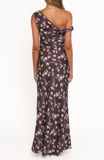 Petal And Pup Petal & Pup Zafira Floral One-shoulder Maxi Dress In Brown