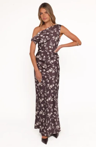 Petal And Pup Petal & Pup Zafira Floral One-shoulder Maxi Dress In Brown