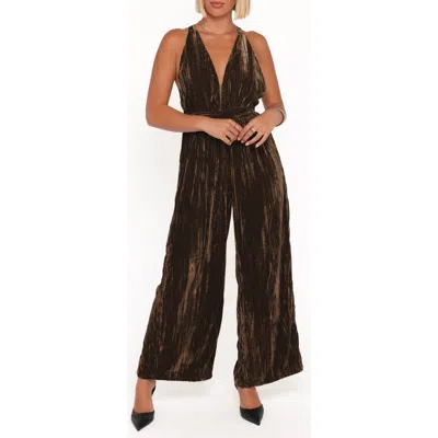 Petal And Pup Petal & Pup Melody Crushed Velvet Jumpsuit In Brown