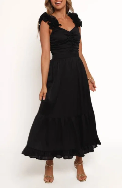 Petal And Pup Petal & Pup Inca Ruffle Strap Midi Dress In Black