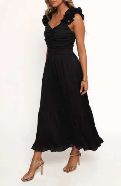 Petal And Pup Petal & Pup Inca Ruffle Strap Midi Dress In Black