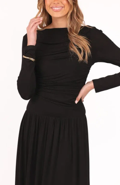 Petal And Pup Petal & Pup Shirley Cutout Back Long Sleeve Maxi Dress In Black