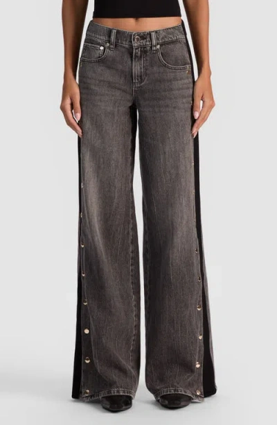 Alice And Olivia Amazing Low Rise Wide Leg Jeans In Vintage Black In Black