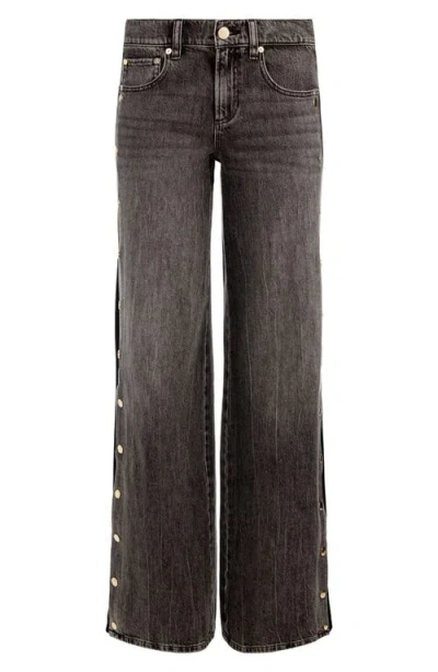 Alice And Olivia Amazing Low Rise Wide Leg Jeans In Vintage Black In Black
