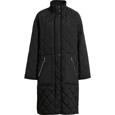 Bernardo Quilted Woven Coat In Black