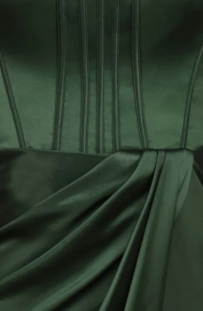 House Of Cb Carelle Lace-up Strapless Satin Sheath Cocktail Dress In Green