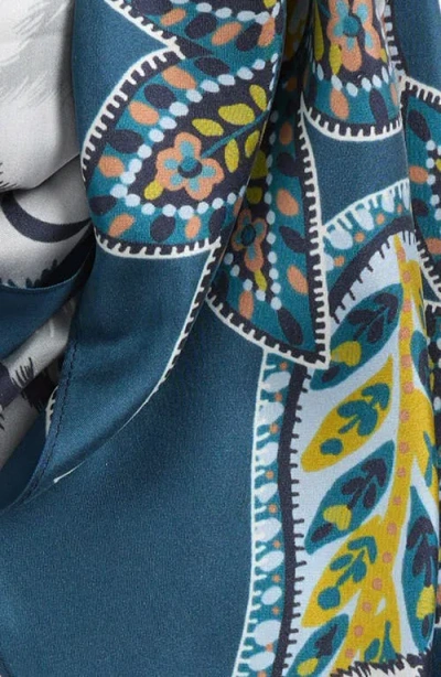 Echo Snow Leopard Silk Wrap Scarf In Blue