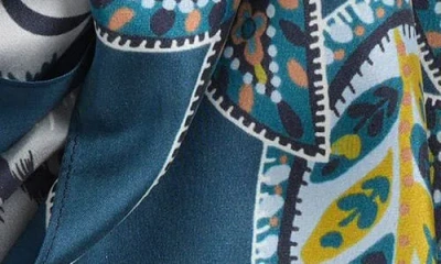 Echo Snow Leopard Silk Wrap Scarf In Blue