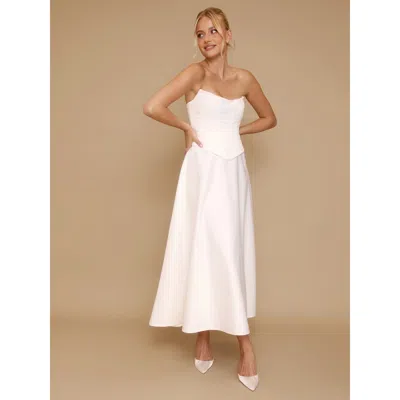 Six Stories Bandeau Satin Corset Dress In White