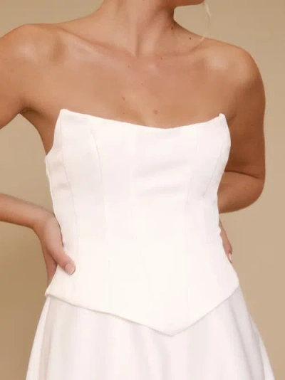 Six Stories Bandeau Satin Corset Dress In White
