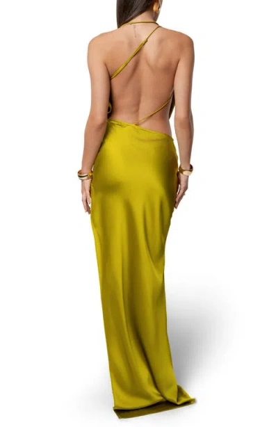 Jluxlabel Delmara Cowl Neck Satin Dress In Green