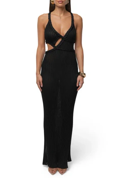 Jluxlabel Drift & Dream Open Back Body-con Maxi Sundress In Black