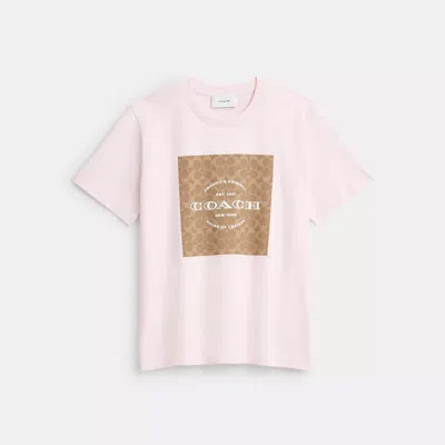 Coach Signature Square T-shirt In Pink