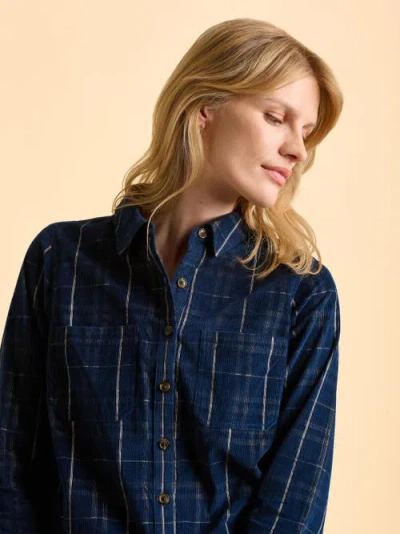 Brakeburn Frances Long Sleeve Checked Shirt In Blue