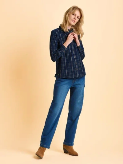 Brakeburn Frances Long Sleeve Checked Shirt In Blue