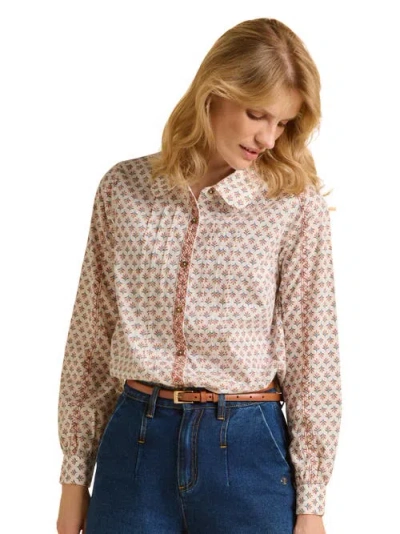 Brakeburn Tarja Long Sleeve Printed Shirt In Neutral