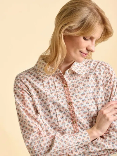 Brakeburn Tarja Long Sleeve Printed Shirt In Neutral