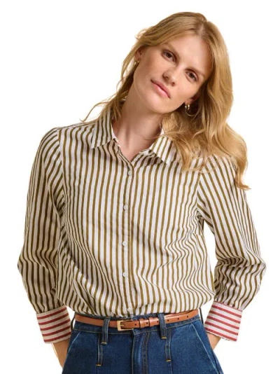 Brakeburn Vicky Long Sleeve Striped Shirt In Green