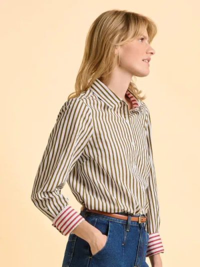 Brakeburn Vicky Long Sleeve Striped Shirt In Green