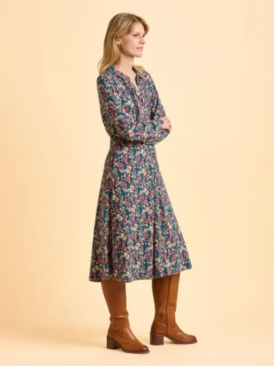 Brakeburn Charlotte Long Sleeve Shirt Midi Dress In Multi