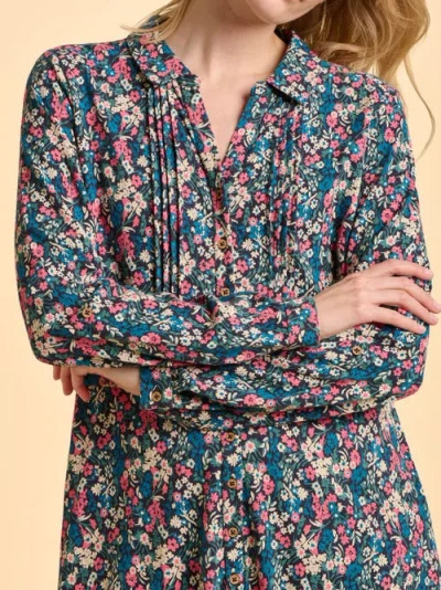 Brakeburn Charlotte Long Sleeve Shirt Midi Dress In Multi