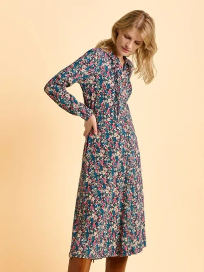 Brakeburn Charlotte Long Sleeve Shirt Midi Dress In Multi