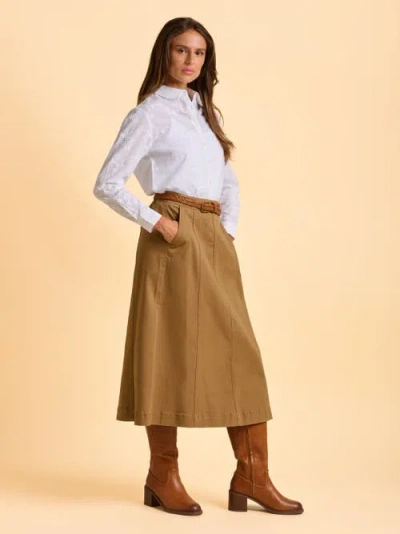 Brakeburn Flora Long Sleeve Embroidered Shirt In White