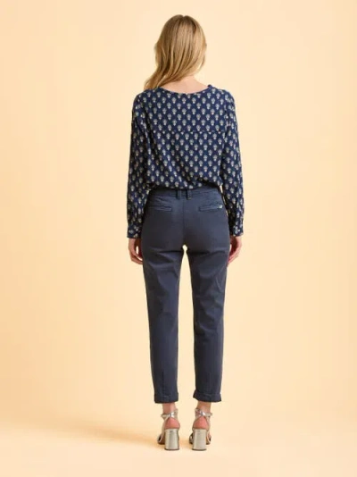 Brakeburn Juliette Long Sleeve Tie Neck Blouse In Blue