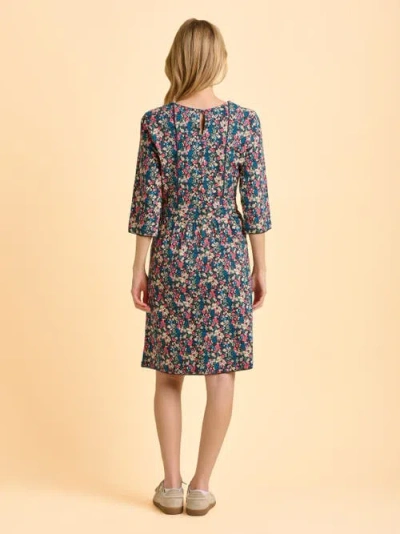 Brakeburn Freya 3/4 Sleeve Round Neck Dress In Blue