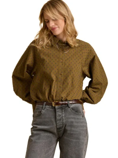 Brakeburn Julia Balloon Sleeve Loose Fit Shirt In Brown