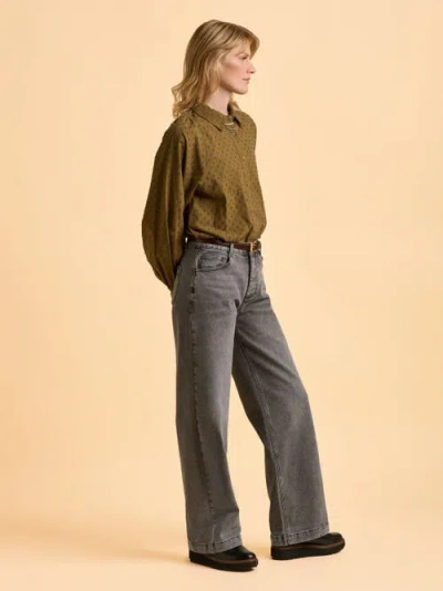 Brakeburn Julia Balloon Sleeve Loose Fit Shirt In Brown